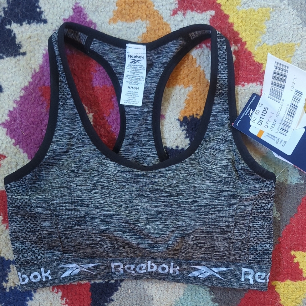 NWT Reebok Black and Gray Sports Bra